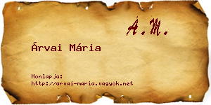 Árvai Mária névjegykártya