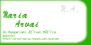 maria arvai business card